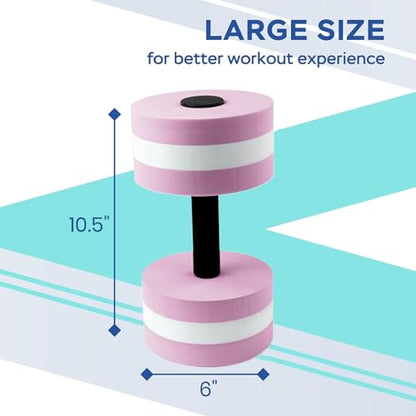 2Pc Water Dumbells Water Aerobic Exercise Foam Dumbbell Pool Resistance Aquatic Dumbbell EVA Yoga Barbell Exercise Fitness Equipment Exercises Equipment for Weight Loss - color: Pink