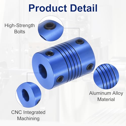 Flexible Shaft Coupling(6mm|6.35mm): 4 Pcs Blue Aluminum Alloy - color: Blue, size: 6mm x 6.35mm (19mm OD, 25mm L)
