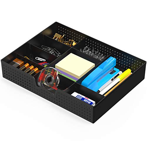 Simple Houseware Drawer Organizer Tray, 9 Adjustable Compartments, Black - color: Black, size: 1 Pack