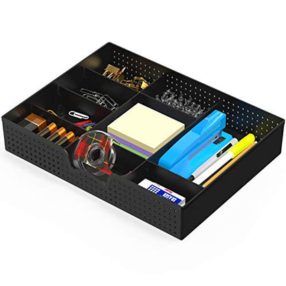 Simple Houseware Drawer Organizer Tray, 9 Adjustable Compartments, Black - color: Black, size: 1 Pack
