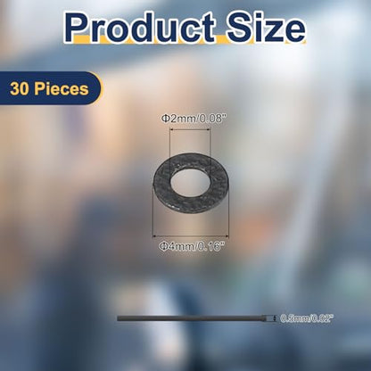 uxcell 30 Pcs M2 PVC Flat Washers 2mm ID 4mm OD 0.5mm Thick Plain Washer Grommets Plastic Sheet Gasket Fastener Sealing Spacer Gasket Ring Water Hose Washers, Clear Black - size: 2mm x 4mm x 0.5mm