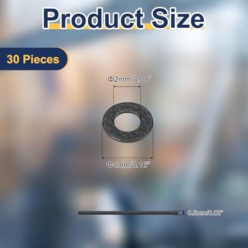 uxcell 30 Pcs M2 PVC Flat Washers 2mm ID 4mm OD 0.5mm Thick Plain Washer Grommets Plastic Sheet Gasket Fastener Sealing Spacer Gasket Ring Water Hose Washers, Clear Black - size: 2mm x 4mm x 0.5mm