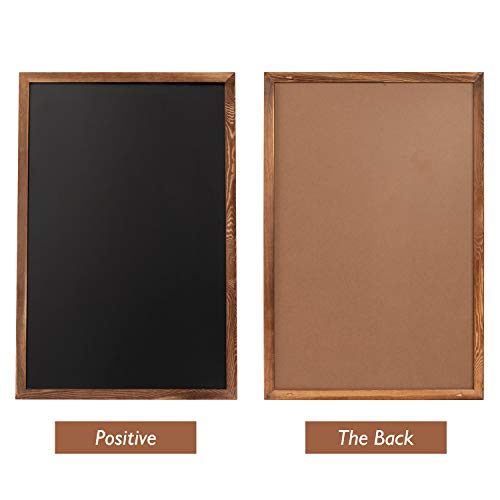 Rustic Wood Framed Magnetic Chalkboard 24 x 36, Large Hanging Chalk Board Sign for Kids, Non-Porous Wall Blackboard for Wedding Kitchen Restaurant Menu and Home with 4 Unique Magnets, Brown - color: Brown