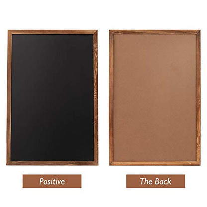 Rustic Wood Framed Magnetic Chalkboard 24 x 36, Large Hanging Chalk Board Sign for Kids, Non-Porous Wall Blackboard for Wedding Kitchen Restaurant Menu and Home with 4 Unique Magnets, Brown - color: Brown