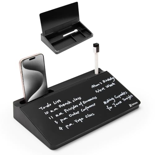 Varhomax Glass Desk Buddy Whiteboard with Storage - color: Black
