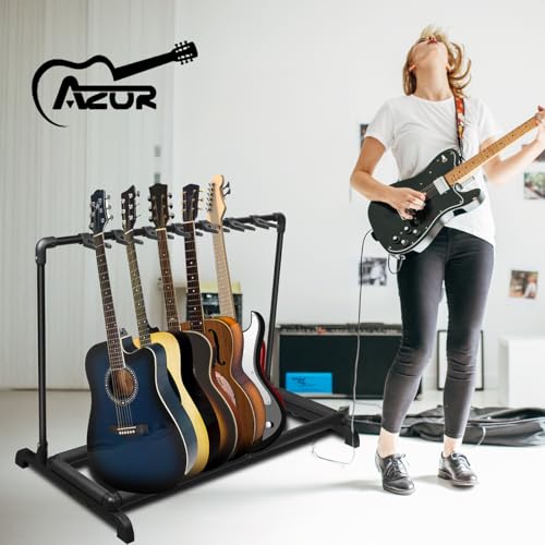 AZOR 7 Multi Guitar Stand Rack, Foldable Guitar Holder - size: 7 Holder