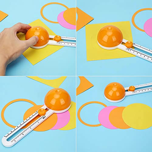 Circular Paper Cutter Cut Circle Paper Trimmer Scrapbooking Tool Rotary Cutter Craft Supplies, Round Cutting Knife Cards Cutters (included 3 blades) (Orange)
