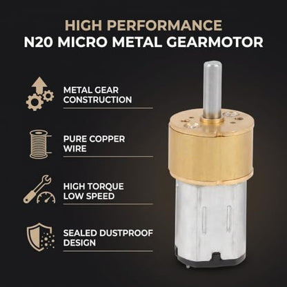 N20 DC Gear Motor 6V 600RPM 14mm D Shaft 2PCS
