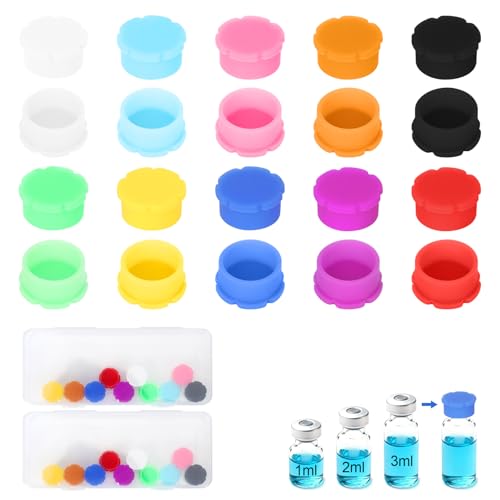 3ml 20Pcs Silicone Peptide Vial Caps, 10 Colors Glass Vial Protective Cover - color: 3ml 20pcs