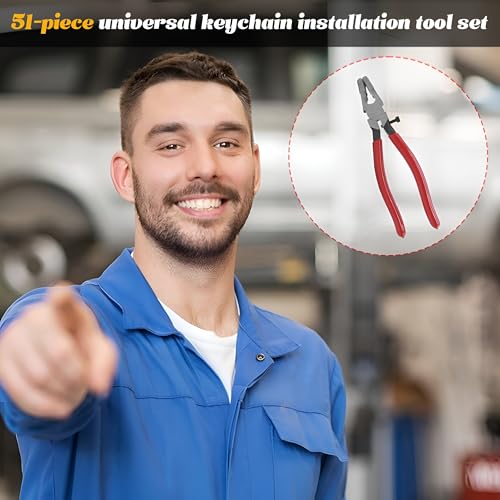 51 Pack Car Key Fob Hardware Tool Kit with Rubber-Tip Pliers
