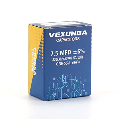 VEXUNGA 7.5uF 370/440VAC 50/60Hz CBB65 CBB65A Oval Run Start Capacitor 7.5 MFD 370V/440V Air Conditioner Capacitors for AC Unit Fan Motor Start or Pool Pump or Air Condenser Straight Cool - style: [V01] 7.5uF Oval
