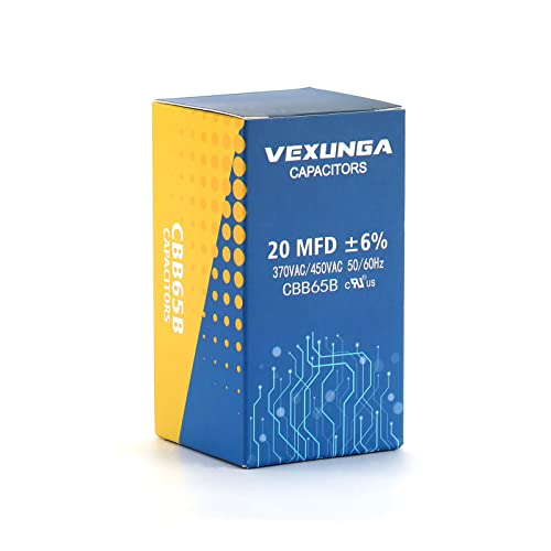 VEXUNGA 20uF 20 MFD 370VAC 440VAC 450VAC 50/60Hz CBB65 C65R Run Start Capacitor for AC Unit Fan Motor Start or Pool Pump or Air Condenser Straight Cool - style: [V02] 20uF Round