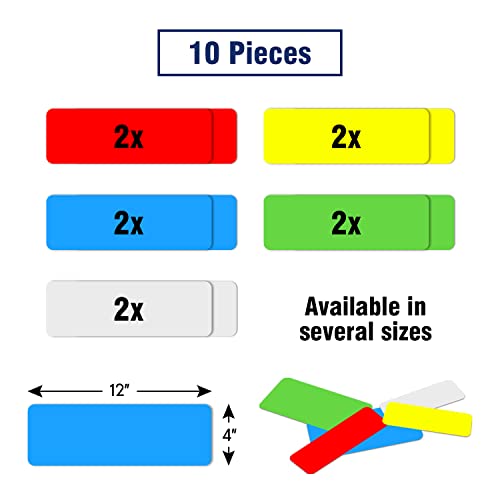 Dry Erase Magnetic Labels Large 12"x 4", Big Magnetic Labels for Whiteboards School Classroom Office Home,Pack of 10 - color: Multicolored, size: 12 x 4 Inch