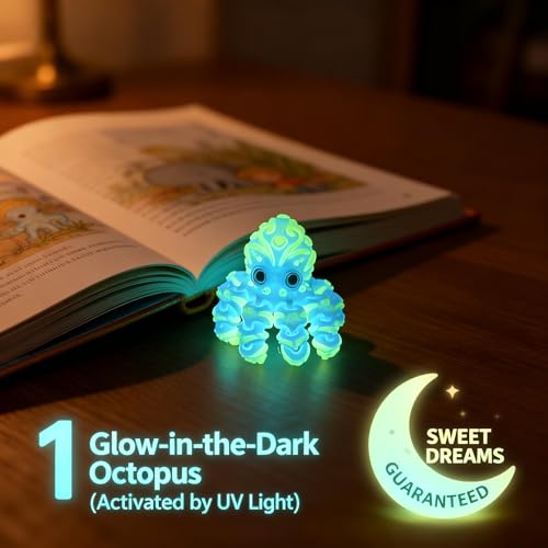 4Pcs 4in 3D Printed Octopus Set, Articulated Flexible Octopus Fidget Toy, 3D Printed Animals Desk Pets for Office, Sensory Stress Relief Sea Creature Toys for Kids & Adults, Easter basket essentials - color: 4pcs Octopus Set-a