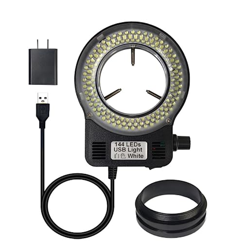 144 64 LED Ring Light Illuminator for Stereo Microscope, Adjustable Ring Light Lamp Industry Monocular Binocular Trinocular Soldering Stereo Repairing Microscope Video Camera (64 LED Detachable Plug) - color: 144 Detachable Plug