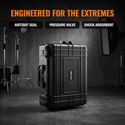 MEIJIA Portable Waterproof Protective Hard Case, Camera Case with Customizable Fit Foam Inserted,Fit Use of Drones,Camera,Equipments, Elegant Black (22.4"X16.73"X8.46") - size: 22.4" x 16.73" x 8.46"