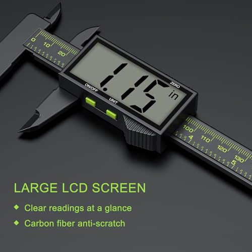 Digital Calipers, Caliper Measuring Tool with Large LCD Screen(6Inch/150mm) - color: Black