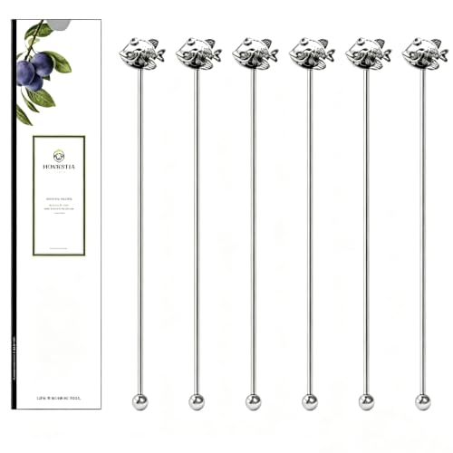 Homestia 6 Pcs 7.5'' Metal Stir Sticks, Cocktail Stirrers, with Fish Decor - color: 6Pcs Fish