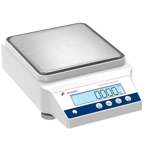 Lab Scale 6000g X 0.01g High Precision Scale Lab Analytical Balance with 17 Units & RS232, Scientific Scale Digital Gram Scale 0.01g Accuracy LCD Display Dual Power Laboratory Scale Gold Scale - size: 6000g/0.01g with RS232 / 500g Calibration Weights