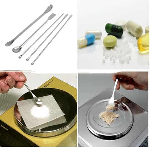 yukata 5 Piece Stainless Steel Lab Spatulas and Micro Sampling Spoon Set