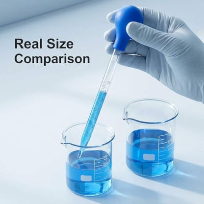QWORK Glass Pipette Set with Cleaning Brushes – 0.5ml to 10ml for Teaching Labs, DIY Mixing & Liquid Transfer, 0.5ml 1ml 2ml 3ml 5ml 10ml