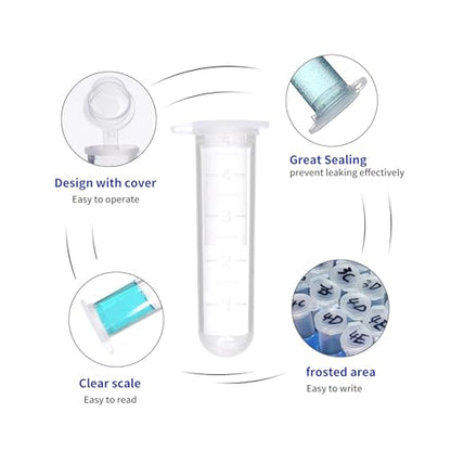 5ml Microcentrifuge Tubes 200PCS,Centrifuge Tubes with Attached Lid,Clear Round Micro Centrifuge Small Sample Bottle Vials Container for Lab,Plastic Lab Snap Tubes,Clear Graduation,Bag Pack - size: 5ml
