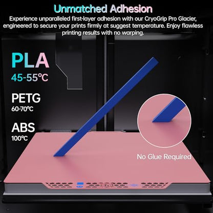 BIQU CryoGrip Pro Glacier Pink Compatible with Bambu-Lab P1S/P1P/P2S/X2D/X1C/X1E/A1 3D Printers 257x257MM Panda Build Plate Double Sided Upgrade Removable Surface Platform - color: Glacier-Pink, size: P1/P2/X1/A1/X2D