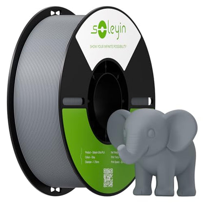 Soleyin PLA Filament 1.75mm, Neatly Wound 3D Printer Filament 1kg Spool (2.2lbs), High-Speed Printing, Dimensional Accuracy ±0.02mm, Strong Toughness No Warping, Fit Most FDM 3D Printers,Gray - color: 1kg Pla Gray, size: Pla