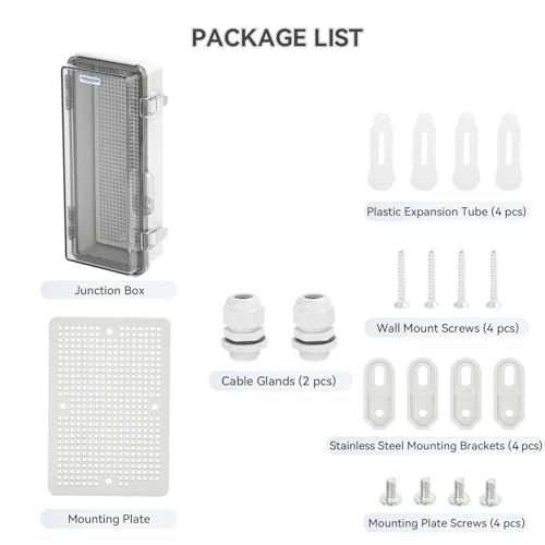 Mollom Transparent Cover Outdoor Junction Box (10.2x4.3x2.8In) - size: 10.2x4.3x2.8"