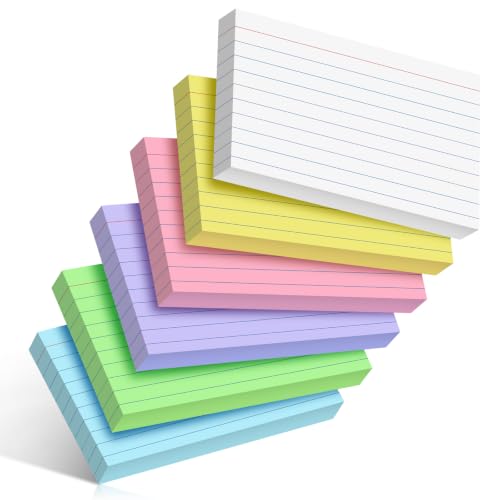 240 Count Colored Index Cards 3x5 Inch Lined Flash Cards Note Cards - color: 6 Colors-240 Count, size: 3x5