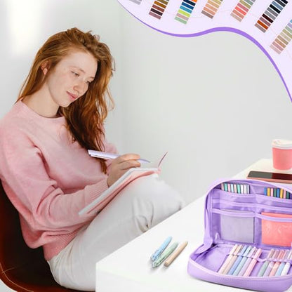 135 Pcs Book Annotation Kit Aesthetic Pencil Case Bag 12 Highlighter 11 Gel Pen 1 Marker 300 Sheet Transparent Sticky Notes Pad 2640 Index Stickers Bible Study Supplies(Kawaii,Purple) - color: Purple, style: Kawaii