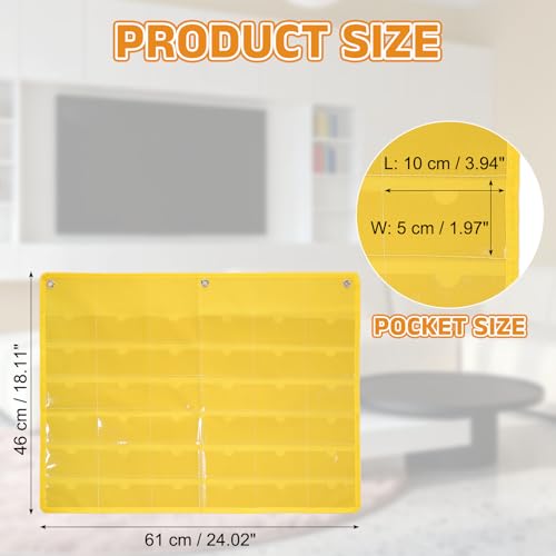PATIKIL 2"x4" Index Card Holder Sleeve 36 Card Slots Organizer Sleeve - color: Yellow