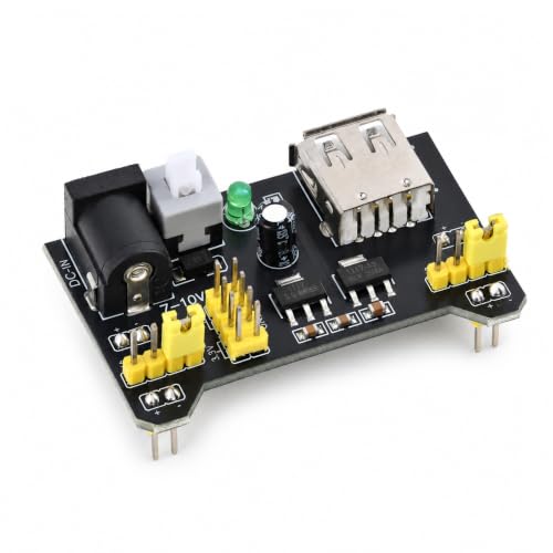 5Pcs 3.3V 5V Breadboard Power Module, MB102 Power Supply Module DC 6.5-12V and USB Input for Arduino