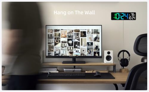 Large LED Digital Wall Clock with Date, Temperature, Auto-Brightness, Auto-DST | Big Digital Clock for Bedroom, Desk, Classroom, Living Room, Kitchen, Office, Gym, Farmhouse, Xmas Gift for Seniors - color: Rgb