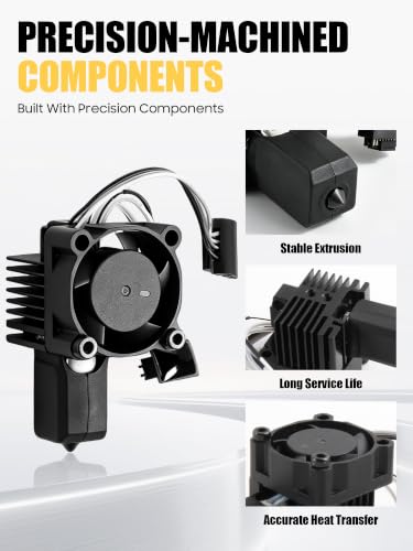 P1P P1S Hotend Complete Kit for Bambu Lab, Hardened Steel Nozzle Assembly Replacement with Ceramic Heater & Fan, 0.2mm 0.4mm 0.6mm Nozzles, High Temperature Hot End Upgrade for 3D Printer - color: Gray