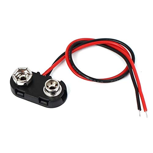 10 Pack T Type 9 V Battery Clip Connector Long Cable Connection Hard Shell Black Red Connector
