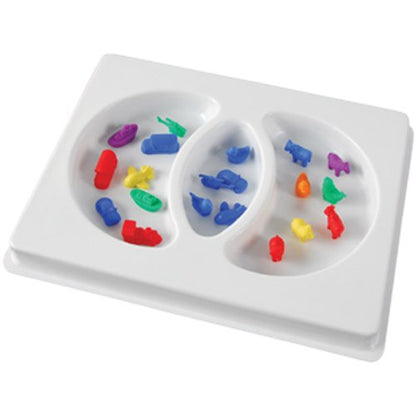 Constructive Playthings 11" x 14" x 2" Blow Mold Plastic Venn Diagram Sorting Tray with Deep Compartments to Hold Counters for Ages 3 Years and Up