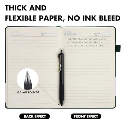Aodaer 30 Set Lined Notebook Journals with Pens A5 Notebooks 100 GSM College Ruled Hardcover Notebook PU Leather Notepad with Pen Holder for Office School, 5.7 x 8.3 Inches, Dark Green - color: Dark Green