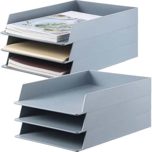 Wenqik Gray Letter Trays Stackable, 6 Pcs Plastic Desk Organizer - color: Gray