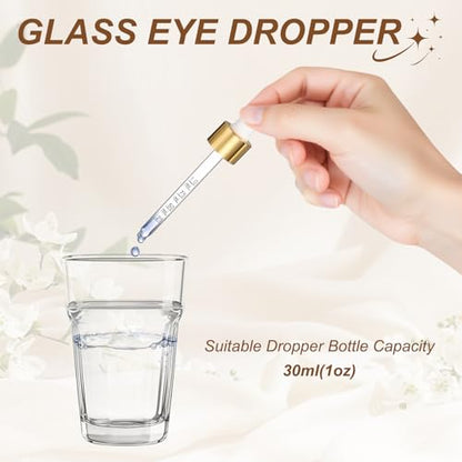 PATIKIL Glass Eye Dropper w/Measurement mark for 1oz Glass Bottles 10Pcs - color: White/Gold Top, size: 1oz