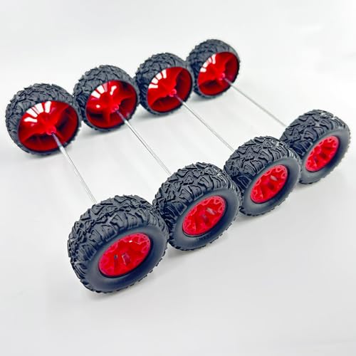 10PCS Toy Car Wheels Toy Car Rubber Tire Wheels with 5PCS Shaft Round Rod Axles for RC Car Truck Robot DIY Model Toy Parts (2x20x44mm) - style: 2x20x44mm