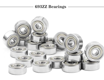 30Pcs 693ZZ Ball Bearing Deep Groove Double Shield Bearing Miniature - size: 693ZZ
