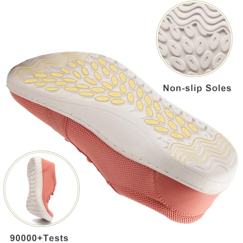 Linenghs Womens Barefoot Shoes Wide Width Toe Box Zero Drop Sneakers - color: C Pink, size: 6.5 Wide