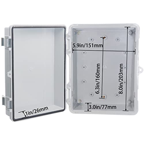 Waterproof Outdoor Electrical Box Junction Box Weatherproof IP67 ABS Plastic Enclosure Switch Router Project Box with Mounting Plate with Wall Bracket 2 Cable Gland Grey 8.7"x6.7"x4.3" - color: Grey, size: 8.7" x 6.7" x 4.3" 1pc