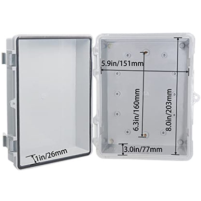 Waterproof Outdoor Electrical Box Junction Box Weatherproof IP67 ABS Plastic Enclosure Switch Router Project Box with Mounting Plate with Wall Bracket 2 Cable Gland Grey 8.7"x6.7"x4.3" - color: Grey, size: 8.7" x 6.7" x 4.3" 1pc