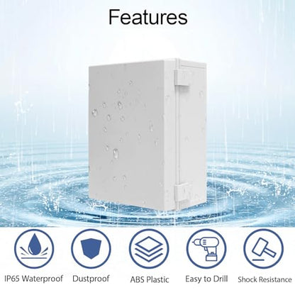 Electrical Box, IP65 Waterproof Dustproof ABS Plastic Enclosure, Outdoor and Indoor Project Box Hinged Cover with Mounting Plate Wall Brackets, Outer Dimension 15.7"x 11.8" x 7.1", Grey - size: 15.7"x 11.8" x 7.1" (1pc)