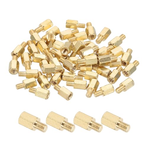 PATIKIL 50 Pcs Male to Female Thread Spacer Screws M3 x 6mm + 4mm Brass Hex Standoff PCB Motherboard Spacer Screw Nut for Drone Quadcopter Computer Electronic Projects Circuit Board - size: M3 x 6mm + 4mm