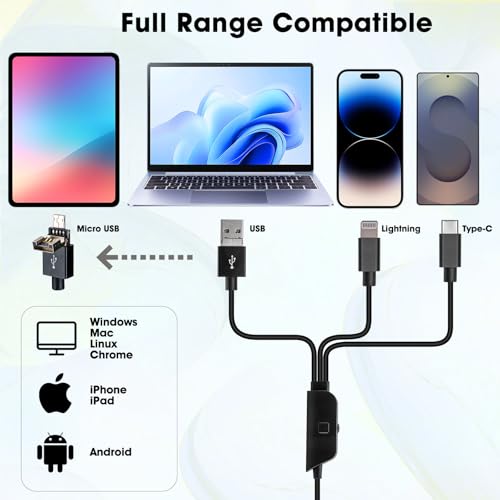 Full HD 1080P USB Digital Microscope Camera for iPhone iPad Android PC, 50-1000X High Definition Portable Handheld Microscope with Light for Coin Plants Trichome Soldering Skin Scalp - color: Black