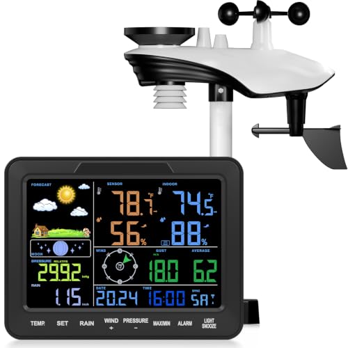 Sainlogic 12-in-1 Wireless Weather Station, No WiFi, Indoor Outdoor, Black