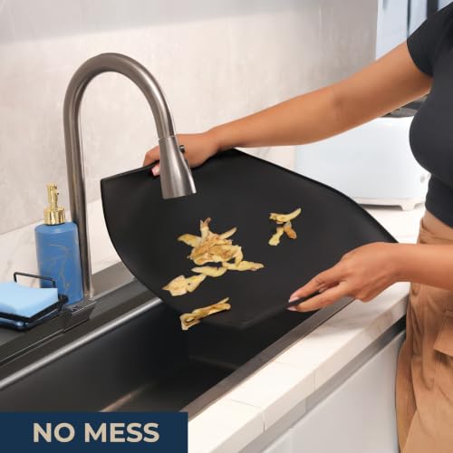 GASARÉ, Non Slip Cutting Board Mat, Grip Mat Pad, Under Kitchen Cutting Board, Raised Edges, Extra Large, Easy to Clean, 19 x 13 Inches, Black - color: Black